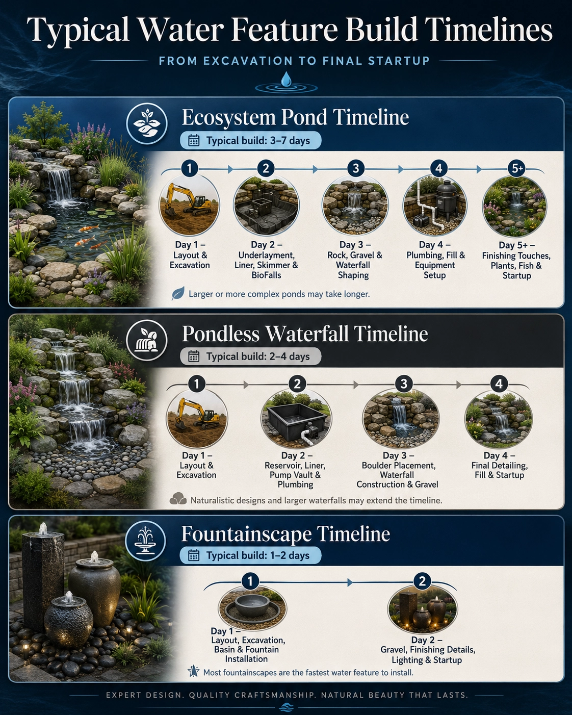 Backyard water feature installation timeline in Minnesota