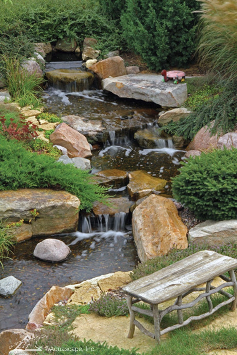 Large pondless waterfall in Stillwater Minnesota landscape