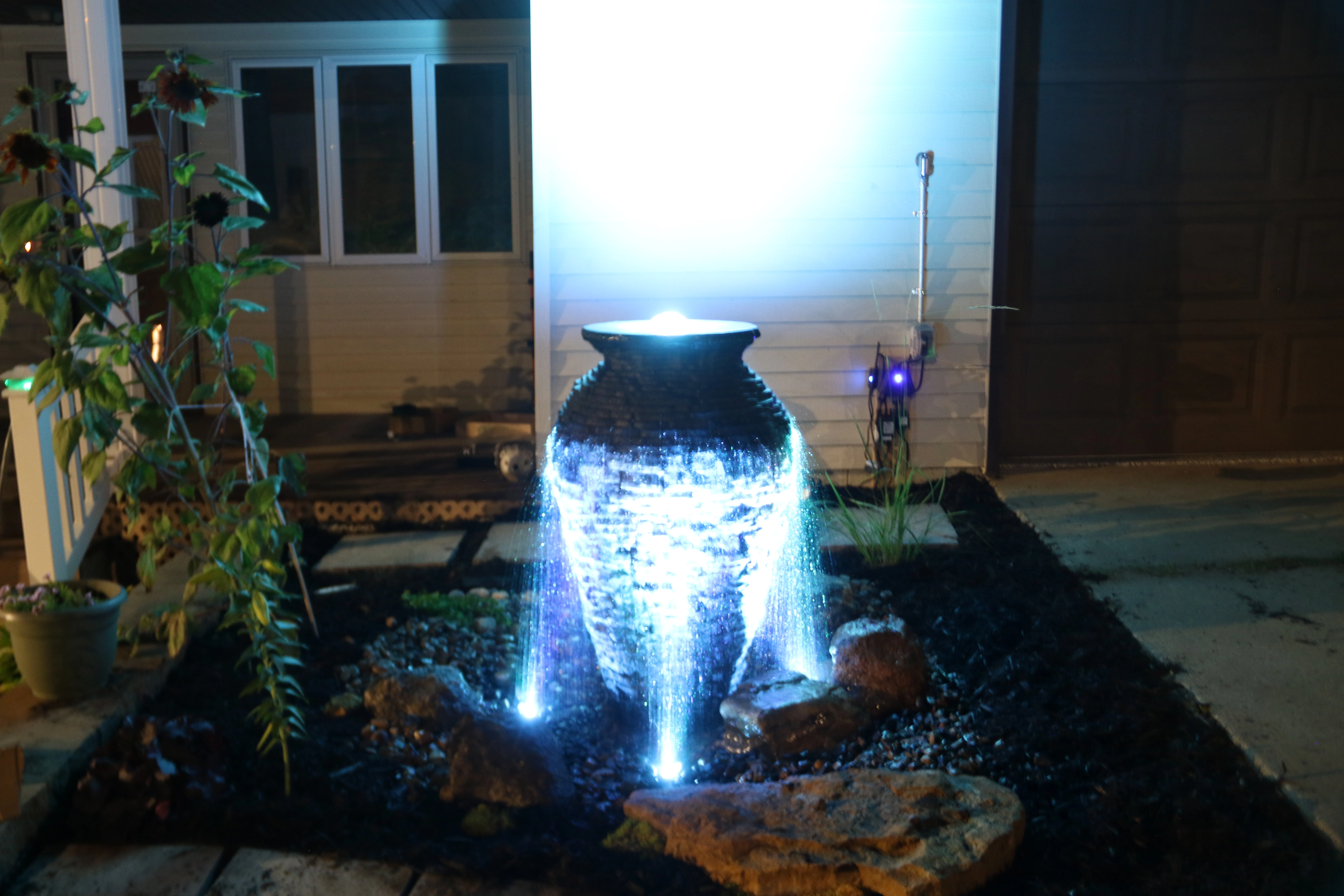 Compact fountainscape designed for a smaller backyard space